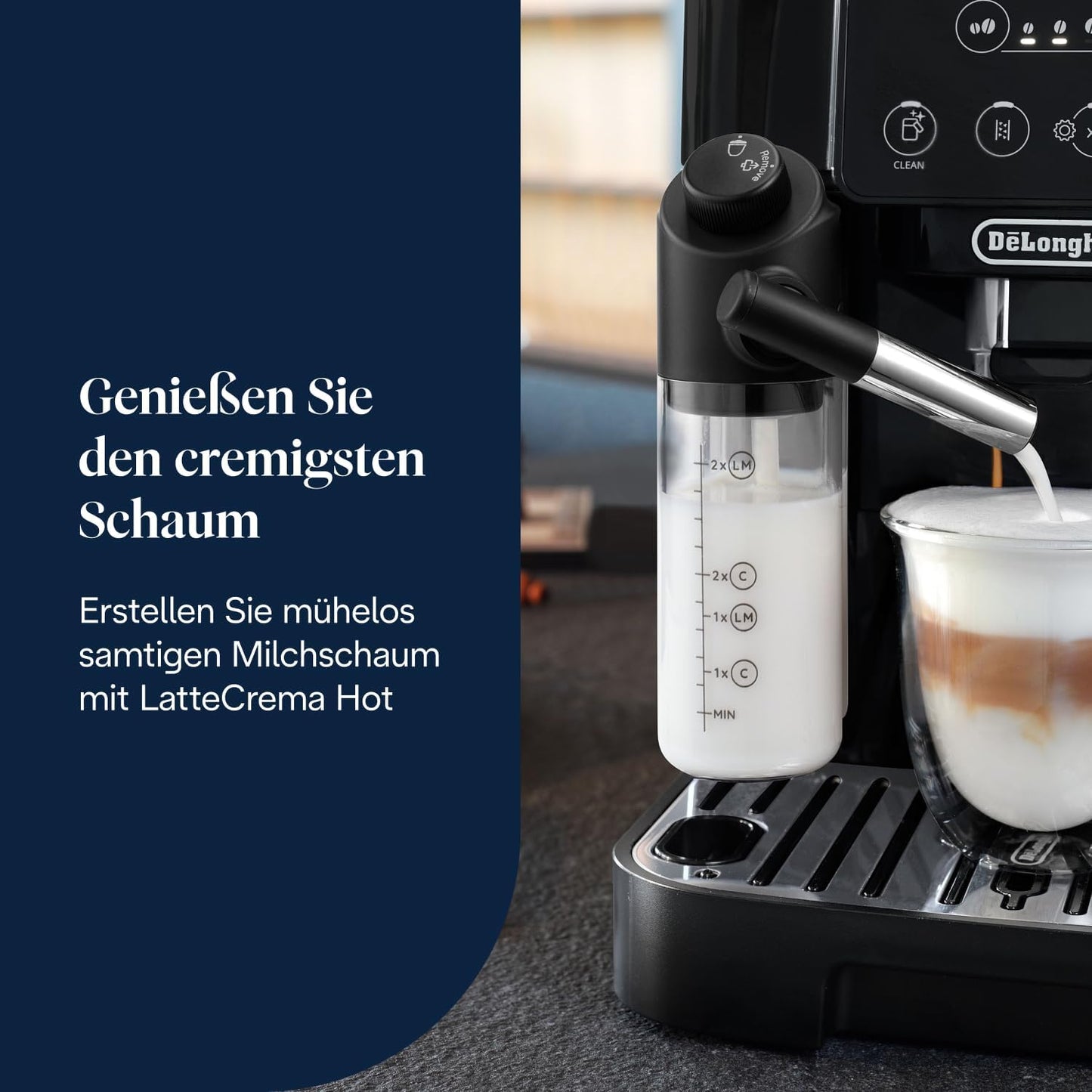 De’Longhi Magnifica Start (ECAM220.91.B)- Perfetto Kaffeevollautomat mit LatteCrema-Milchaufschäumer, 4 One-Touch-Getränke, Cappuccino, Espresso Kaffeemaschine, Soft-Touch-Bedienfeld, Schwarz